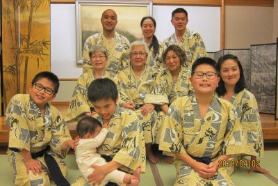 Family in an onsen ryokan