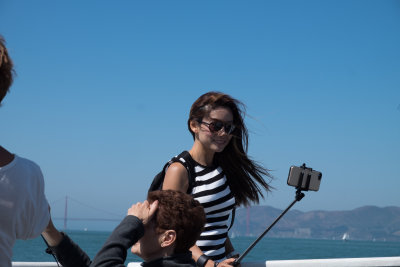 She took a movie selfie the entire ferry ride to SF