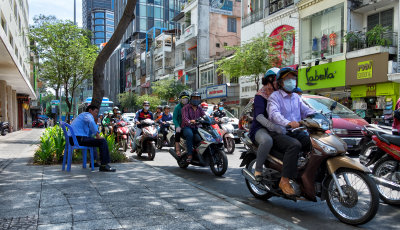 Unusual street scene with motor bikes