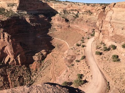 The Shafer Trail descends from the Island in the Sky to the White Rim