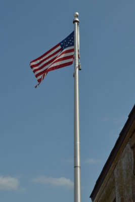 Flag over the Battle of Island Mound Historic Site 