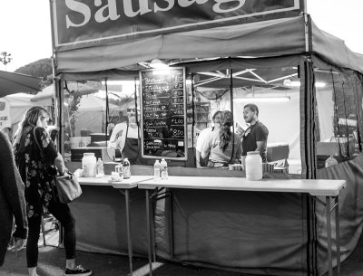 Working at the Sausage Stand