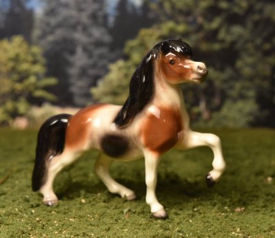 Hagen Renaker mini calico pinto prancing horse.jpg