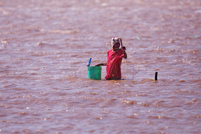 Fisherman checking his nets
