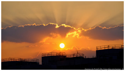 Sunset with crepuscular Rays