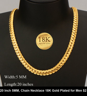 20 Inch 5MM, Chain Necklace 18K Gold Plated for Men $2.jpg