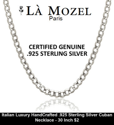 Italian Luxury HandCrafted .925 Sterling Silver Cuban Necklace - 30 Inch $2.jpg