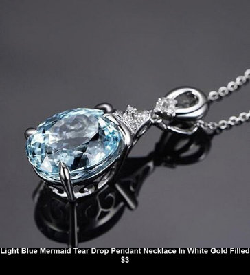 Light Blue Mermaid Tear Drop Pendant Necklace In White Gold Filled $3.jpg