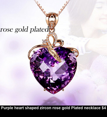 Purple heart shaped zircon rose gold Plated necklace $4.jpg