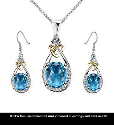 3 CTW Genuine Round Cut AAA Zirconset of earrings and Necklace $6.jpg