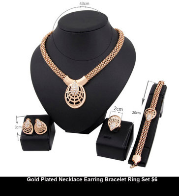 Gold Plated Necklace Earring Bracelet Ring Set $6.jpg