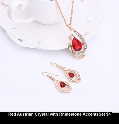 Gave to Randalls Red Austrian Crystal with Rhinestone AccentsSet $4.jpg