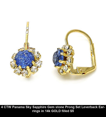 4 CTW Panama Sky Sapphire Gem stone Prong Set Leverback Earrings in 14k GOLD filled $5.jpg