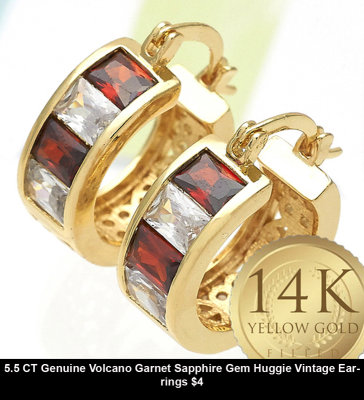 5.5 CT Genuine Volcano Garnet Sapphire Gem Huggie Vintage Earrings $4.jpg