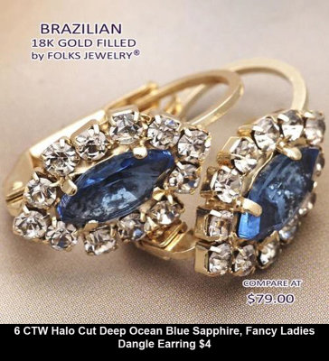 6 CTW Halo Cut Deep Ocean Blue Sapphire, Fancy Ladies Dangle Earring $4.jpg