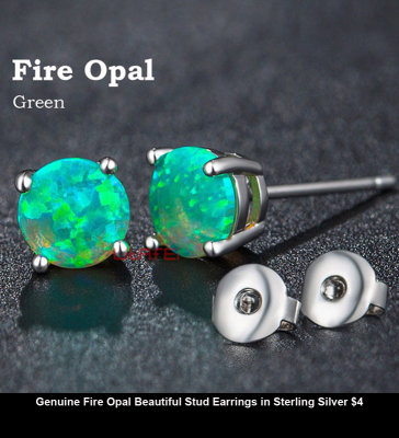 Genuine Fire Opal Beautiful Stud Earrings in Sterling Silver $4.jpg