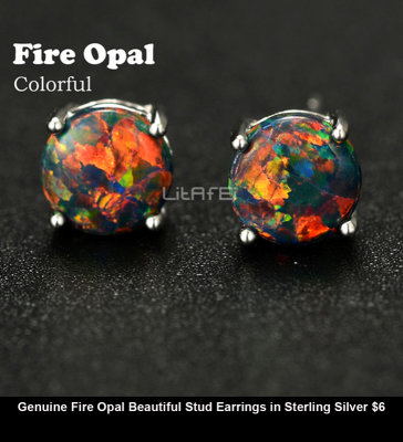 Genuine Fire Opal Beautiful Stud Earrings in Sterling Silver $6.jpg