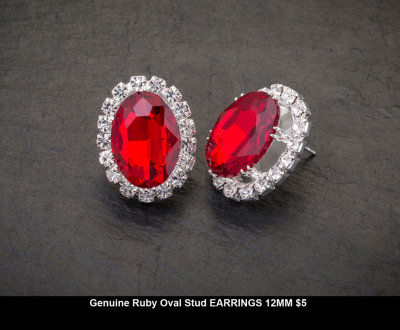 Genuine Ruby Oval Stud EARRINGS 12MM $5.jpg