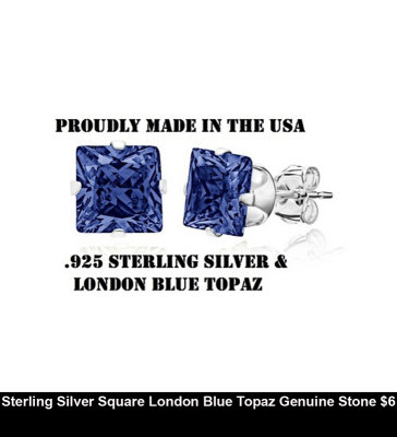 Sterling Silver Square London Blue Topaz Genuine Stone $6.jpg