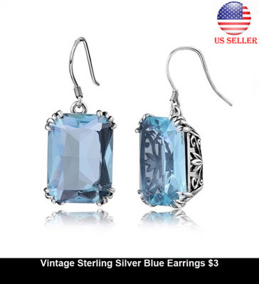 Vintage Sterling Silver Blue Earrings $3.jpg