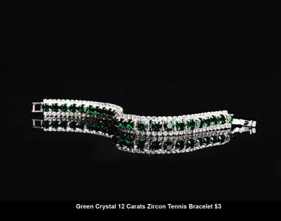 Green Crystal 12 Carats Zircon Tennis Bracelet $3.jpg