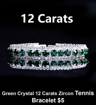 Green Crystal 12 Carats Zircon Tennis Bracelet $5.jpg