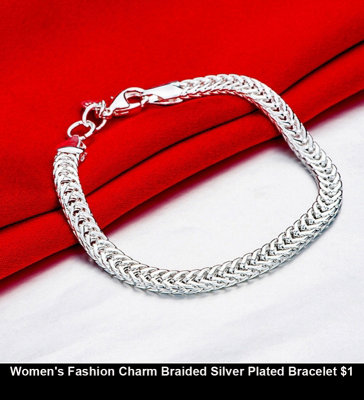 Women's Fashion Charm Braided Silver Plated Bracelet $1.jpg