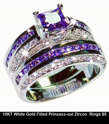 10KT White Gold Filled Princess-cut Zircon  Rings $5.jpg