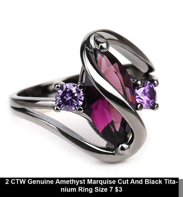 2 CTW Genuine Amethyst Marquise Cut And Black Titanium Ring Size 7 $3.jpg