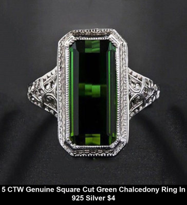 5 CTW Genuine Square Cut Green Chalcedony Ring In 925 Silver $4.jpg