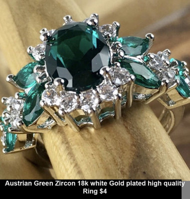Austrian Green Zircon 18k white Gold plated high quality Ring $4.jpg