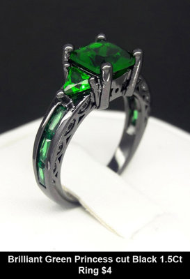 Brilliant Green Princess cut Black 1.5Ct Ring $4.jpg