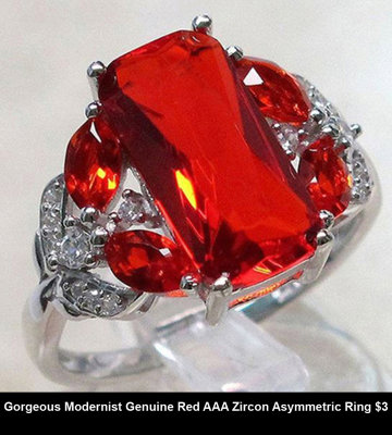 Gorgeous Modernist Genuine Red AAA Zircon Asymmetric Ring $3.jpg