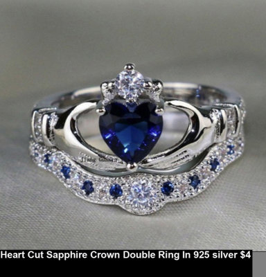 Heart Cut Sapphire Crown Double Ring In 925 silver $4.jpg