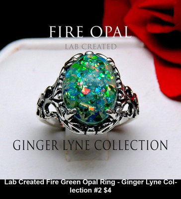 Lab Created Fire Green Opal Ring - Ginger Lyne Collection #2 $4.jpg
