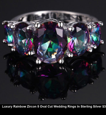 Luxury Rainbow Zircon 5 Oval Cut Wedding Rings In Sterling Silver $3.jpg