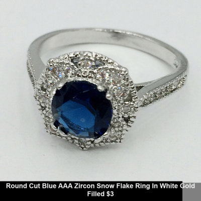 Round Cut Blue AAA Zircon Snow Flake Ring In White Gold Filled $3.jpg
