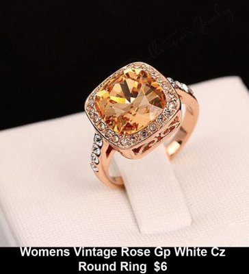 Womens Vintage Rose Gp White Cz Round Ring  $6.jpg