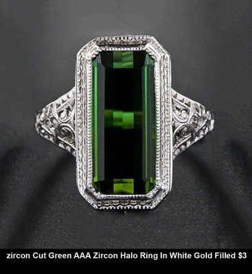 zircon Cut Green AAA Zircon Halo Ring In White Gold Filled $3.jpg