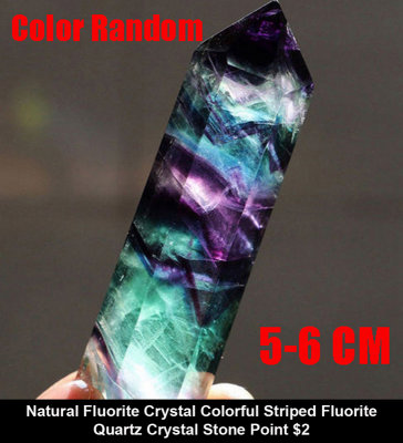 Natural Fluorite Crystal Colorful Striped Fluorite Quartz Crystal Stone Point $2.jpg