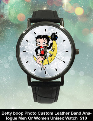 Betty boop Photo Custom Leather Band Analogue Men Or Women Unisex Watch $10.jpg