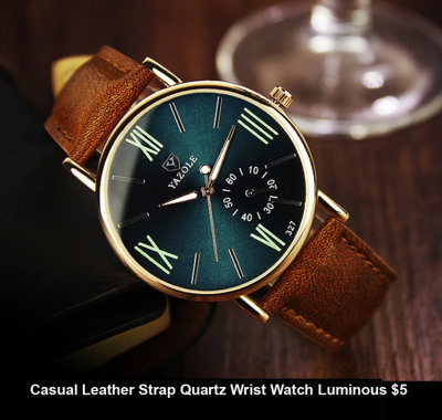 Casual Leather Strap Quartz Wrist Watch Luminous $5.jpg