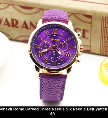 Geneva Rome Carved Three Needle Six Needle Belt Watch $9.jpg