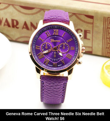 Geneva Rome Carved Three Needle Six Needle Belt Watch! $6.jpg