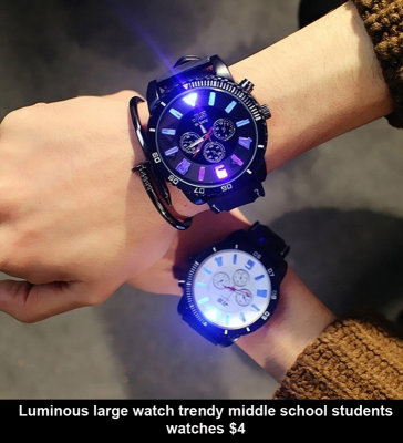 Luminous large watch trendy middle school students watches $4.jpg