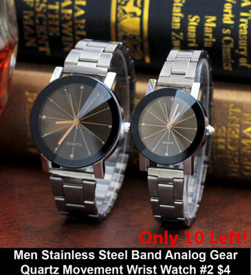 Men Stainless Steel Band Analog Gear Quartz Movement Wrist Watch #2 $4.jpg