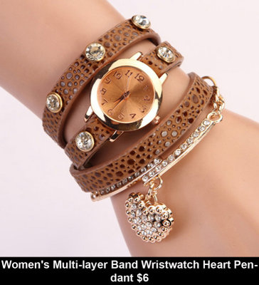 6 Women's Multi-layer Band Wristwatch Heart Pendant $6.jpg