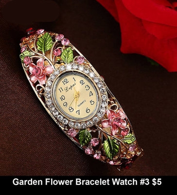 9e Garden Flower Bracelet Watch #3 $5.jpg