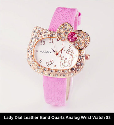 Lady Dial Leather Band Quartz Analog Wrist Watch $3.jpg