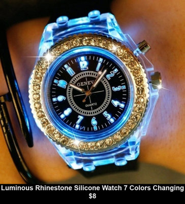 Luminous Rhinestone Silicone Watch 7 Colors Changing $8.jpg